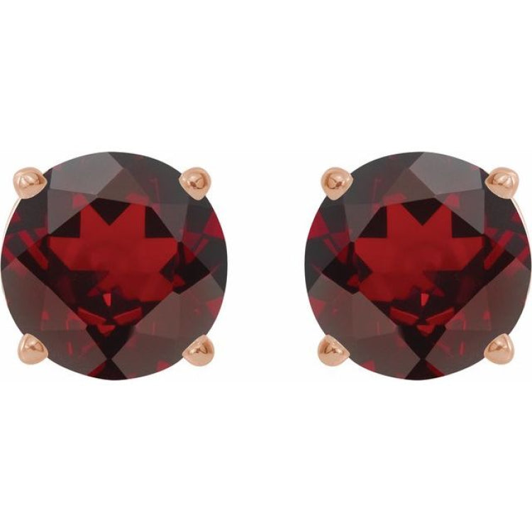 14K Rose 6 mm Natural Mozambique Garnet Earrings