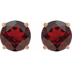 14K Rose 6 mm Natural Mozambique Garnet Earrings