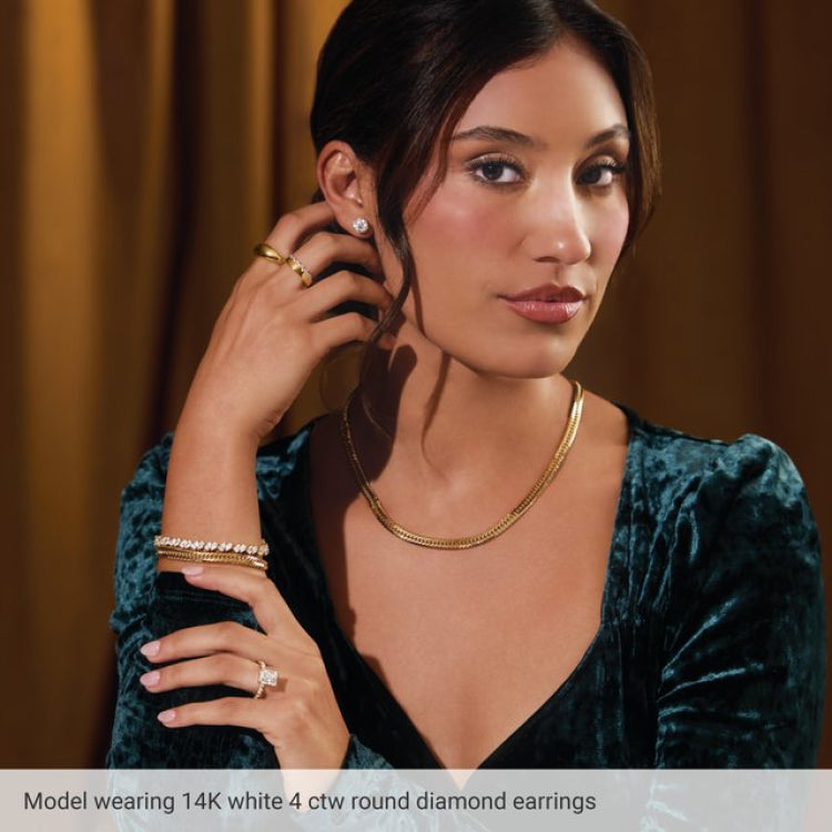 14K White 6 mm Natural Aquamarine Earrings