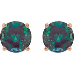 14K Rose 7 mm Lab-Grown Alexandrite Earrings