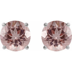 14K White 7 mm Natural Pink Morganite Earrings