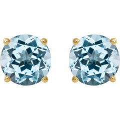 14K Yellow 7 mm Natural Sky Blue Topaz Earrings