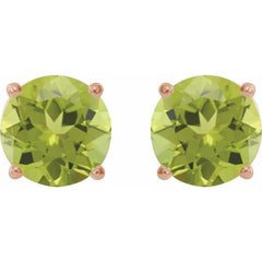 14K Rose 8 mm Natural Peridot Earrings