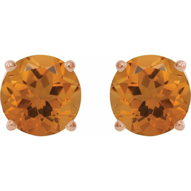 14K Rose 6 mm Natural Citrine Earrings