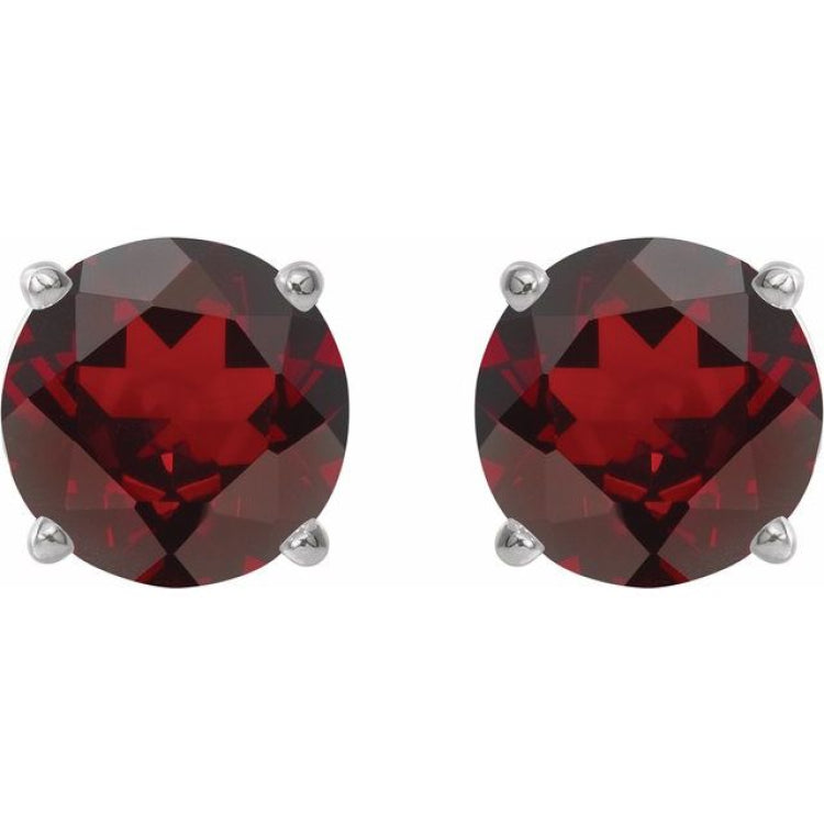 14K White 6 mm Natural Mozambique Garnet Earrings