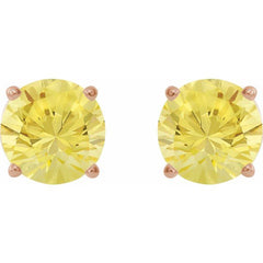 14K Rose 7 mm Lab-Grown Yellow Sapphire Earrings