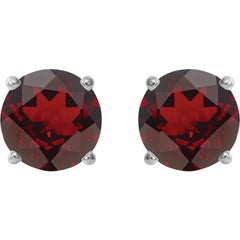 14K White Gold 7 mm Natural Mozambique Garnet Earrings