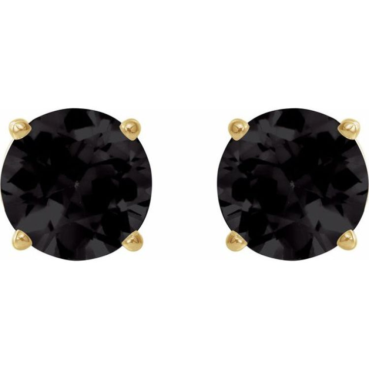 14K Yellow 7 mm Natural Black Onyx Earrings