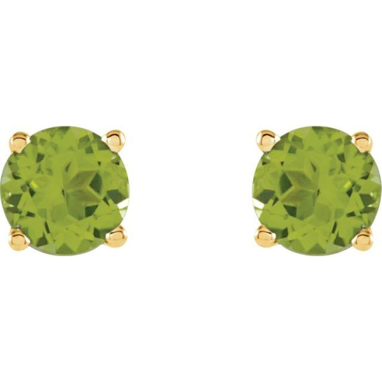 14K Yellow 7 mm Natural Peridot Earrings