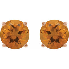 14K Rose Gold 8 mm Natural Citrine Earrings
