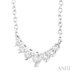 1/8 Ctw Graduated Diamond Smile Petite Necklace in 10K White Gold