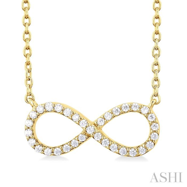 1/10 Ctw Round Cut Diamond Infinity Petite Pendant With Chain in 10K Yellow Gold