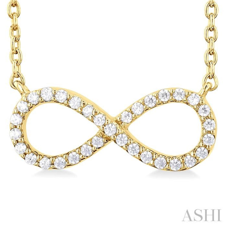 1/10 Ctw Round Cut Diamond Infinity Petite Pendant With Chain in 10K Yellow Gold