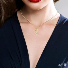 1/8 Ctw Petite Seahorse Round Cut Diamond Fashion Pendant With Chain in 10K Yellow Gold