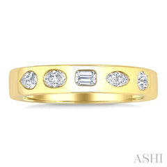 3/8 Ctw Spaced Mixed Shape Diamond Cut Fashion Band in 14K Yellow Gold