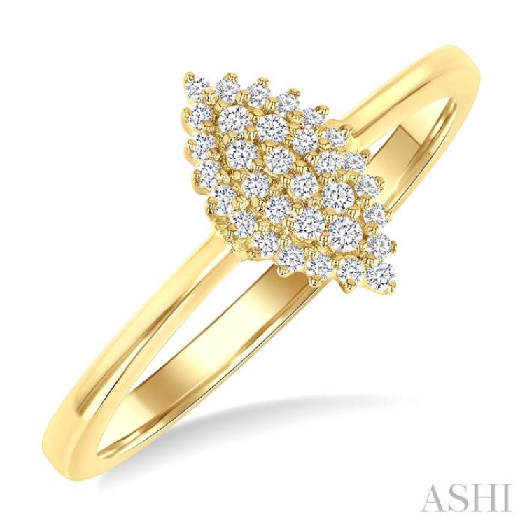 1/6 Ctw Petite Marquise Shape Round Cut Diamond Cluster Fashion Ring in 10K Yellow Gold