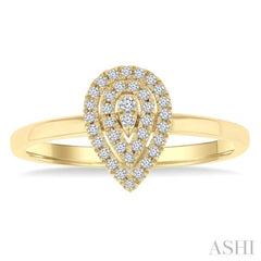 1/6 Ctw Double Halo Pear Shape Petite Round Cut Diamond Fashion Ring in 10K Yellow Gold