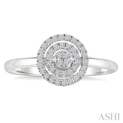 1/6 Ctw Double Halo Round shape Petite Round Cut Diamond Fashion Ring in 10K White Gold