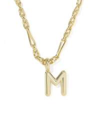 BUBBLE LETTER M PNDT NCK GOLD METAL
