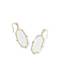 ELLE ENAMEL DROP EAR GOLD WHITE MOP