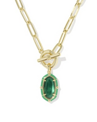 ELISA ENAMEL LNK CHN NCK GOLD EMERALD ILLUSION