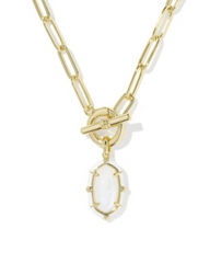 ELISA ENAMEL LNK CHN NCK GOLD WHITE MOP