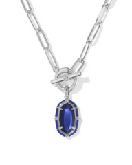 ELISA ENAMEL LNK CHN NCK RHOD NAVY MOP