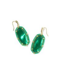 ELLE ENAMEL DROP EAR GOLD EMERALD ILLUSION