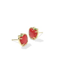 APPLE STUD EAR GOLD RED ILLUSION