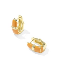 COURTNEY ENML HUGGIE ER GOLD BRIGHT ORANGE ENAMEL