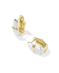 COURTNEY ENML HUGGIE ER GOLD WHITE ENAMEL