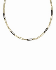 COURTNEY ENML LNK NCK GLD BLACK ENAMEL
