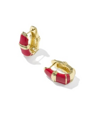 COURTNEY ENML HUGGIE ER GOLD RED ENAMEL