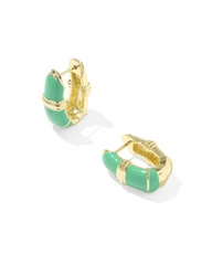 COURTNEY ENML HUGGIE ER GOLD GREEN ENAMEL