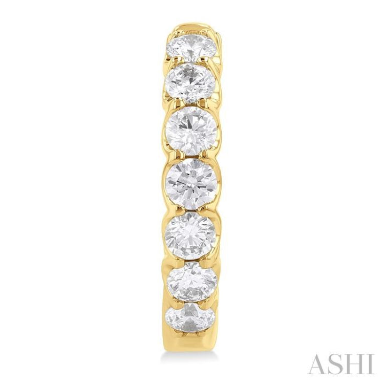 2 Ctw Inside-Out Embellished Round Cut Diamond Hoop Earrings in 14K Yellow Gold