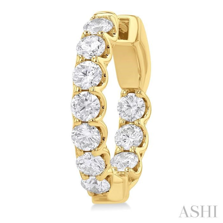 2 Ctw Inside-Out Embellished Round Cut Diamond Hoop Earrings in 14K Yellow Gold