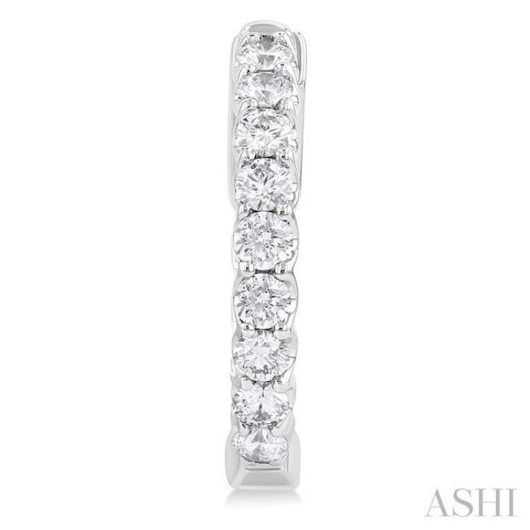 1 Ctw Inside-Out Embellished Round Cut Diamond Hoop Earrings in 14K White Gold