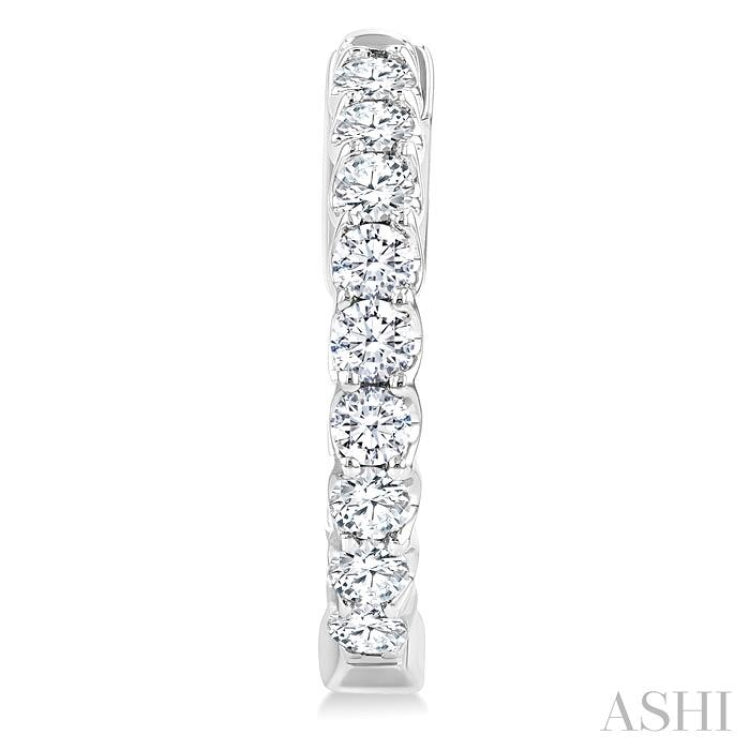 1 Ctw Inside-Out Embellished Round Cut Diamond Hoop Earrings in 14K White Gold