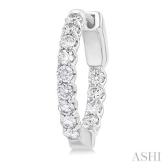 1 Ctw Inside-Out Embellished Round Cut Diamond Hoop Earrings in 14K White Gold