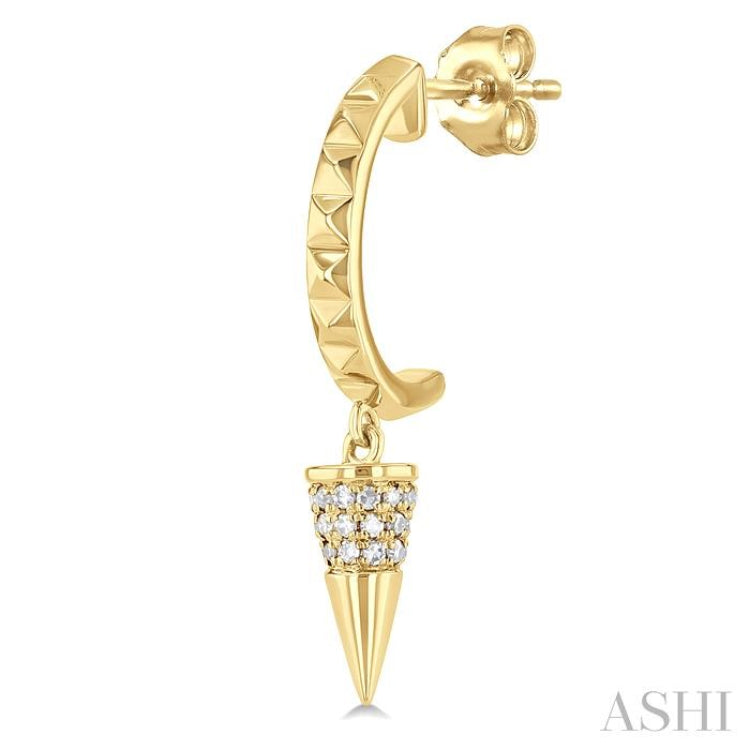 1/6 Ctw Cone Shape Motif Single Cut Diamond Half Hoop Fashion Earrings in 14K Yellow Gold