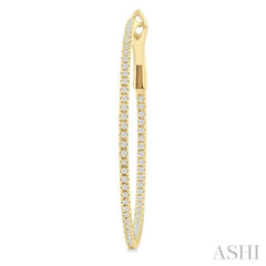 1/2 Ctw Inside & Outside Round Cut Diamond Hoop Earring in 14K Yellow Gold