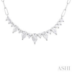 1 Ctw Smile Graduated Pear and Round Cut Diamond Paperclip Necklace in 14K White Gold