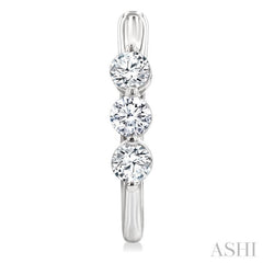 1 Ctw 3-Stone Round Cut Diamond Fashion Hoop Earring in 14K White Gold