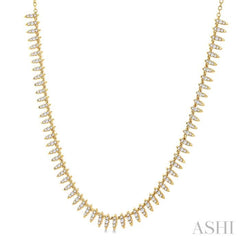 1 Ctw Spikes Motif Round Cut Diamond Fashion Necklace in 14K Yellow Gold