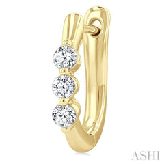 1/3 Ctw 3-Stone Round Cut Diamond Fashion Hoop Earring in 14K Yellow Gold