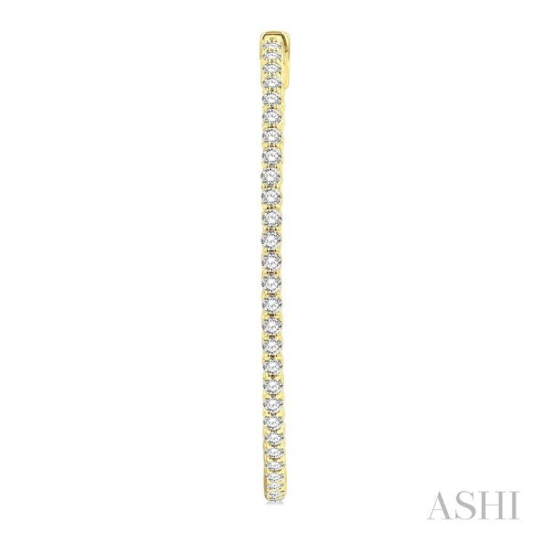 2 Ctw Inside & Outside Round Cut Diamond Hoop Earrings in 14K Yellow Gold