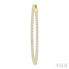 2 Ctw Inside & Outside Round Cut Diamond Hoop Earrings in 14K Yellow Gold