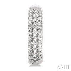 1/4 Ctw Petite Triple Row Round Cut Diamond Fashion Huggies in 10K White Gold