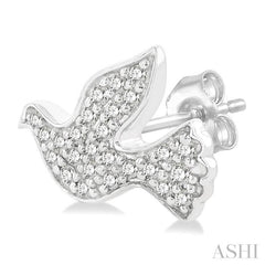 1/6 Ctw Petite Dove Round Cut Diamond Fashion Stud Earring in 10K White Gold