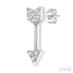1/20 Ctw Petite Arrow Round Cut Diamond Fashion Stud Earring in 10K White Gold